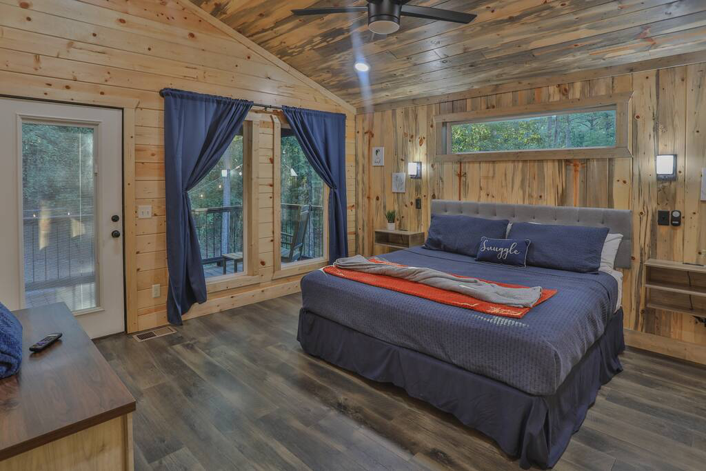 Yeti’s Nest – bedroom leading to the porch of the property