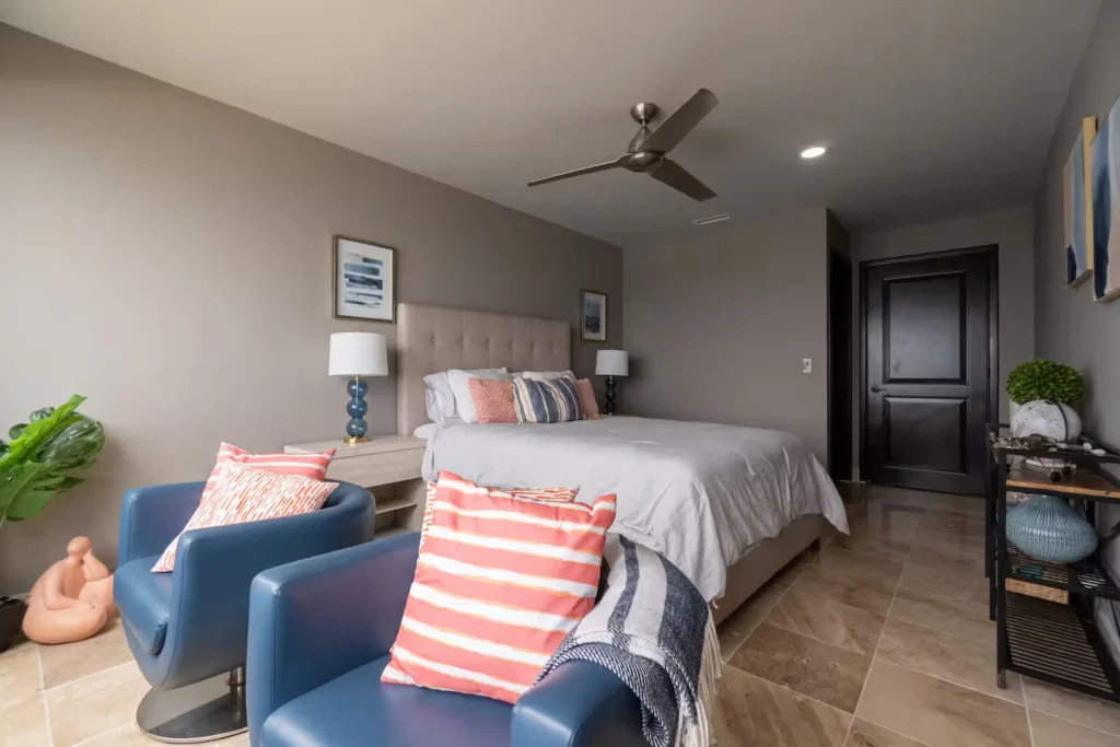 Los Portales bedroom from side angle