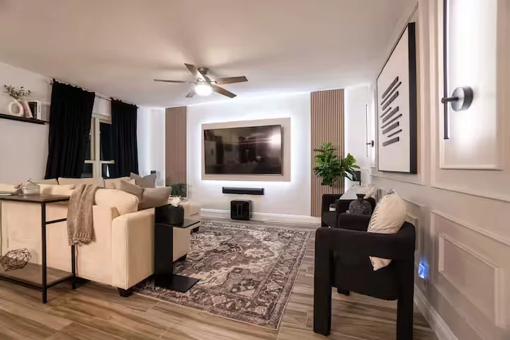 family room with tv